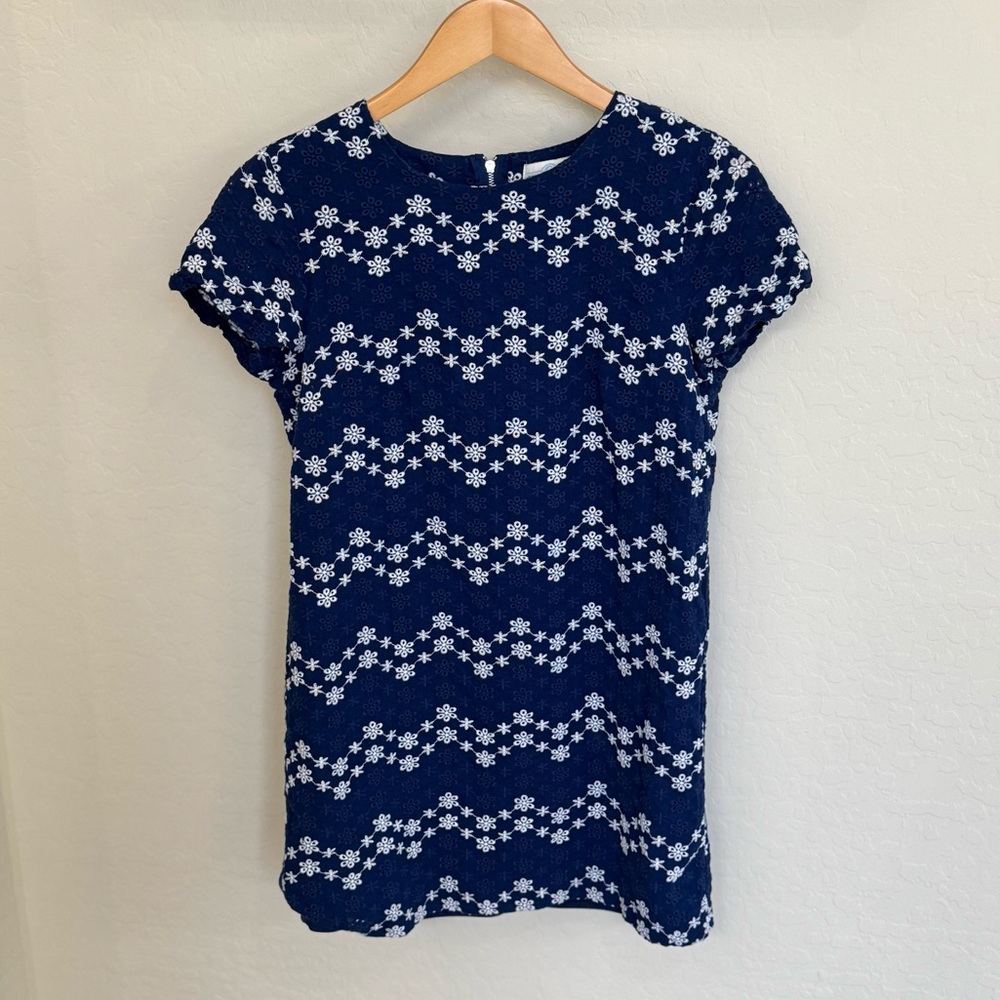Jun & Ivy Navy Floral Lace Mini Dress - Embroidered Crew Neck Short Sleeves